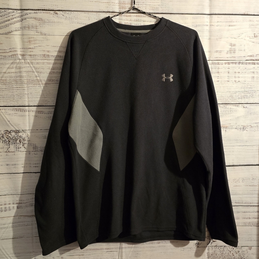 Mens Under Armour Fleece Pull Over‎ Black And Gray Size Medium
